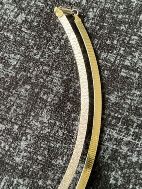 BEL ORO 925 Italy Reversible Silver Gold Omega Necklace